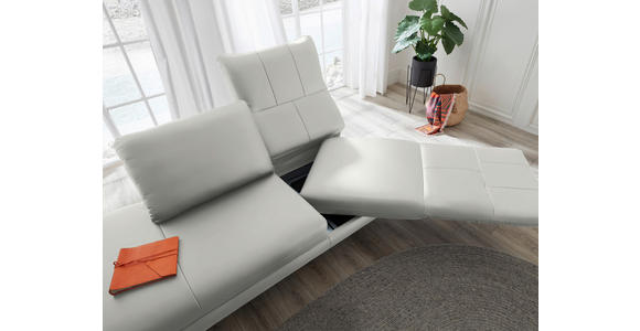 RÉCAMIERE in Echtleder Hellgrau - Chromfarben/Hellgrau, Design, Leder/Metall (209/85-109/95-16cm) - Dieter Knoll