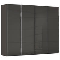SCHWEBETÜRENSCHRANK 271/223/68 cm,  in Graphitfarben, Schwarz, 4 Tür(en)  - Chromfarben/Graphitfarben, Design, Glas/Holzwerkstoff (271/223/68cm) - Novel