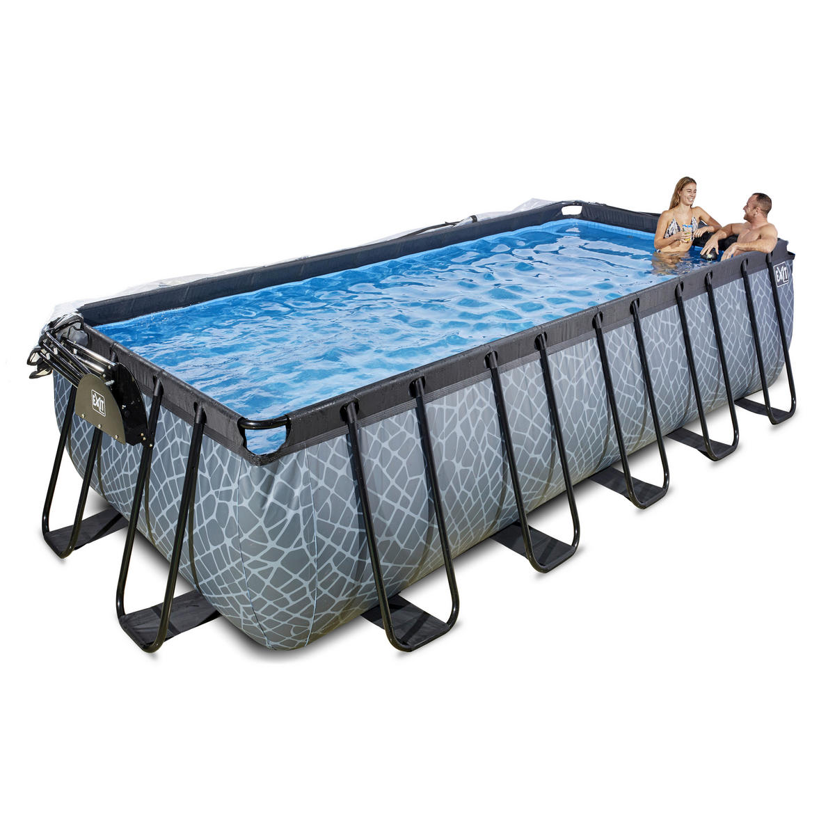 POOL-SET STONE 540/250/122 cm  - Grau, KONVENTIONELL, Metall (540/250/122cm) - EXIT Toys