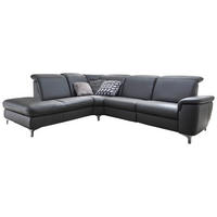 ECKSOFA Anthrazit Echtleder  - Chromfarben/Anthrazit, KONVENTIONELL, Leder/Metall (242/289cm) - Cantus
