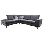 ECKSOFA Anthrazit Echtleder  - Chromfarben/Anthrazit, KONVENTIONELL, Leder/Metall (242/289cm) - Cantus