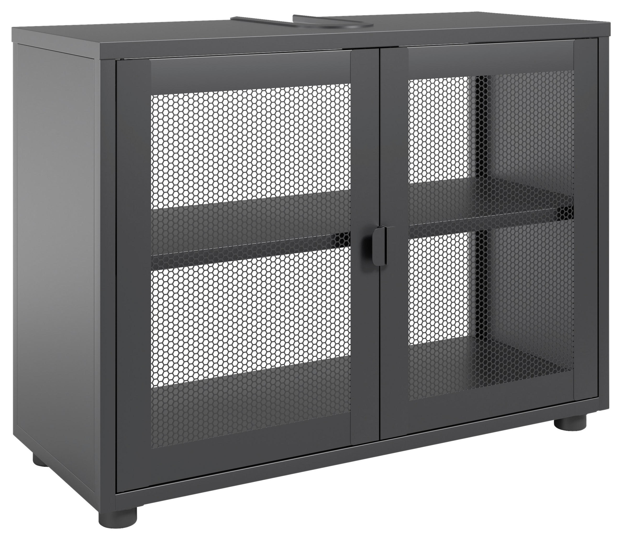 WASCHBECKENUNTERSCHRANK 80/60/33 cm  - Schwarz, Design, Kunststoff/Metall (80/60/33cm) - home24