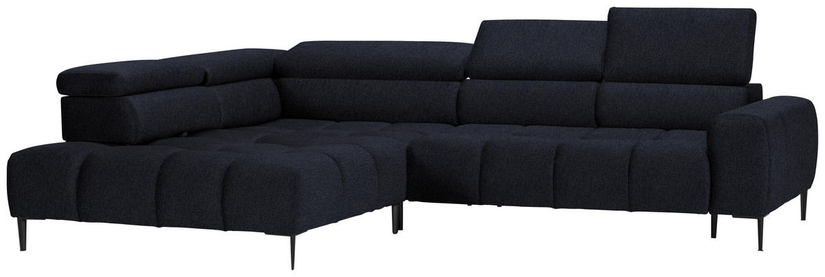 ECKSOFA in Webstoff Schwarz  - Schwarz, Design, Textil/Metall (216/300cm) - Welnova