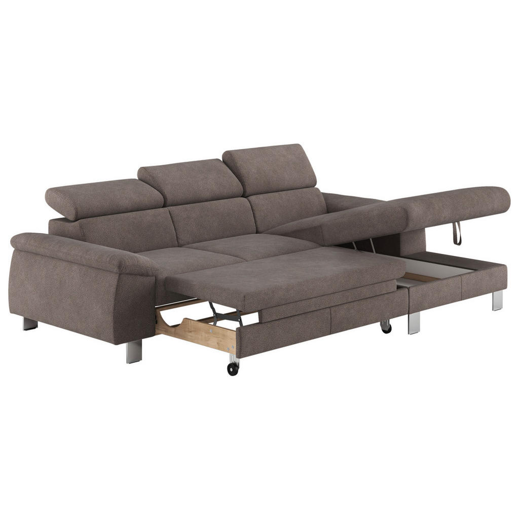 Thumbnail - Livetastic Ecksofa, Dunkelgrau, Textil, 3-Sitzer, Ottomane rechts, L-Form, 244x166 cm, Made in EU, seitenverkehrt erhält...