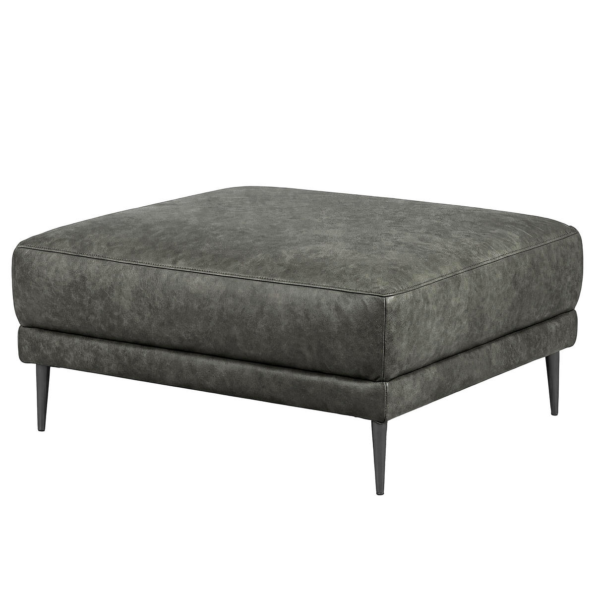 HOCKER in Textil, Leder Grau  - Schwarzchrom/Grau, Design, Leder/Textil (96/45/80cm) - Livetastic