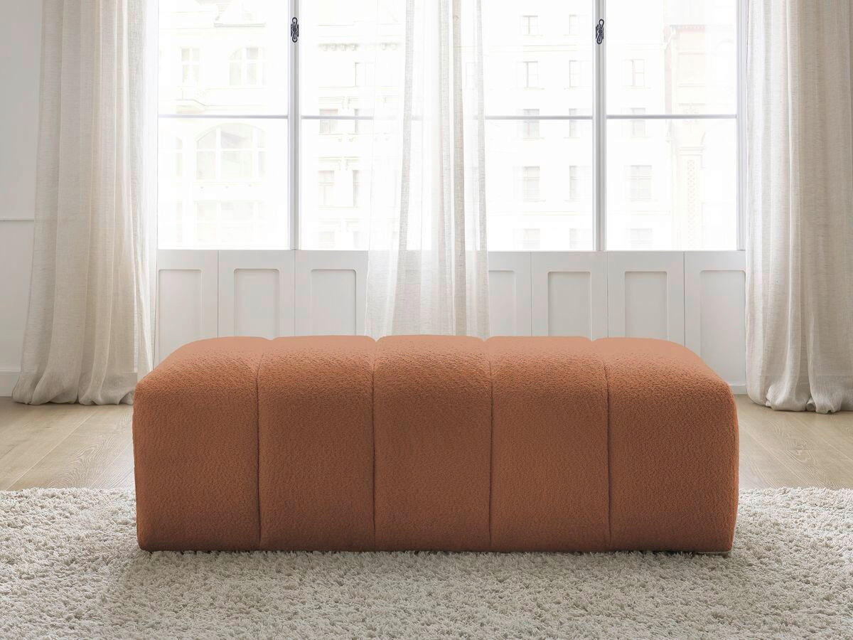 HOCKER ANNECY Bouclé Orange  - Schwarz/Orange, MODERN, Kunststoff/Textil (140/45/70cm)
