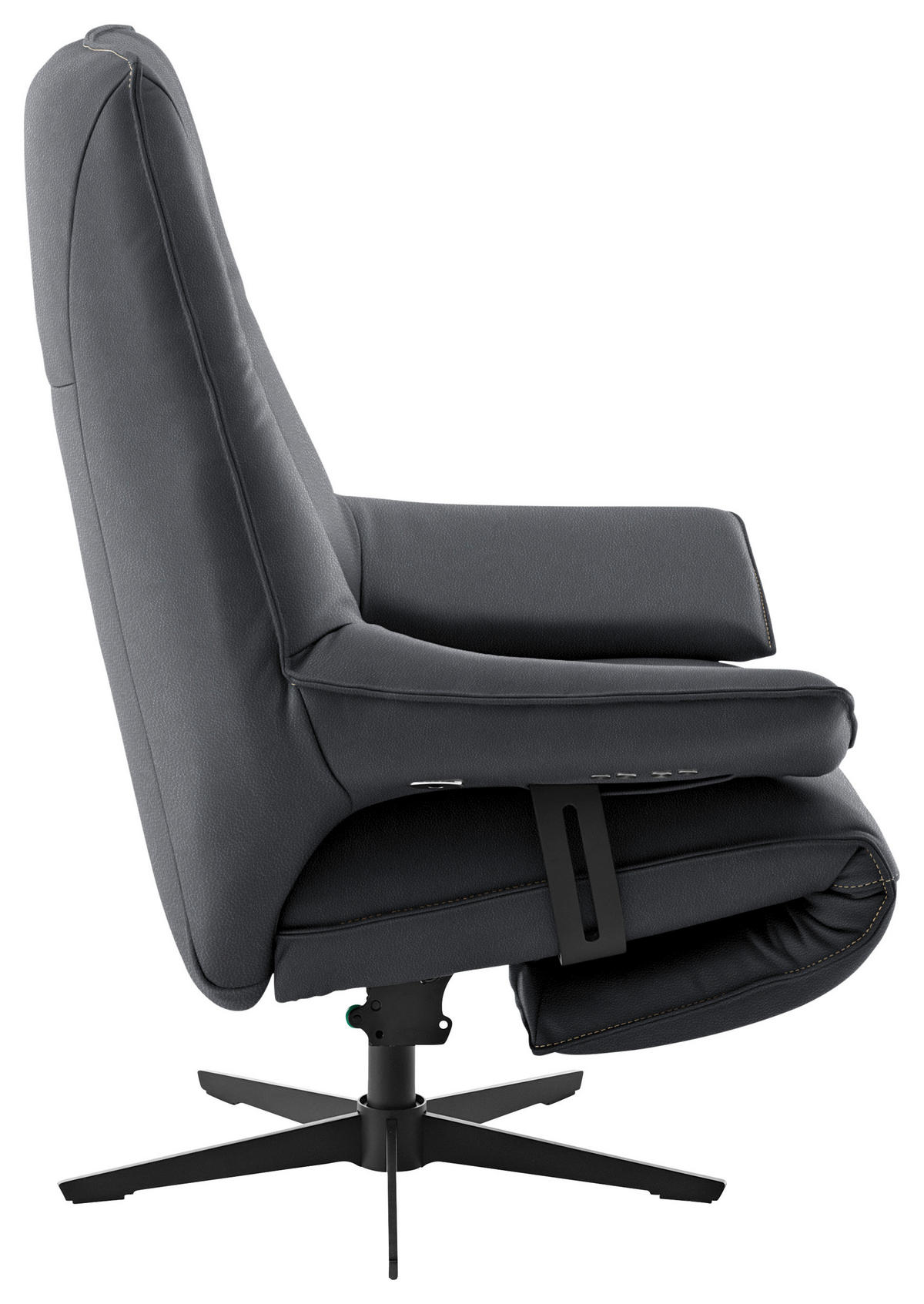 RELAXSESSEL in Leder Dunkelgrau  - Dunkelgrau/Beige, Design, Leder/Metall (92/79/82cm) - Dieter Knoll