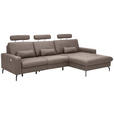 ECKSOFA in Mikrofaser Taupe 302/180 cm - Taupe/Schwarz, KONVENTIONELL, Textil/Metall (302/180cm) - Carryhome