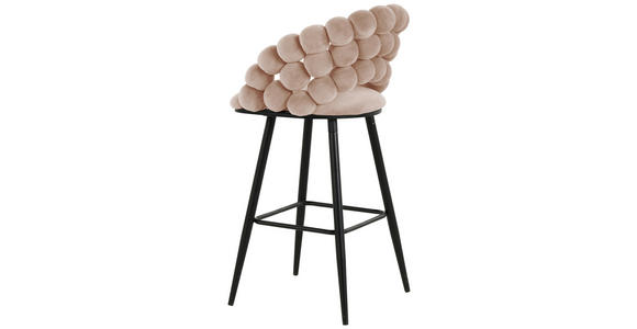 BARHOCKER Samt Rosa Eisen Stoffauswahl - Schwarz/Rosa, Design, Textil/Metall (57/104/55cm) - Novel