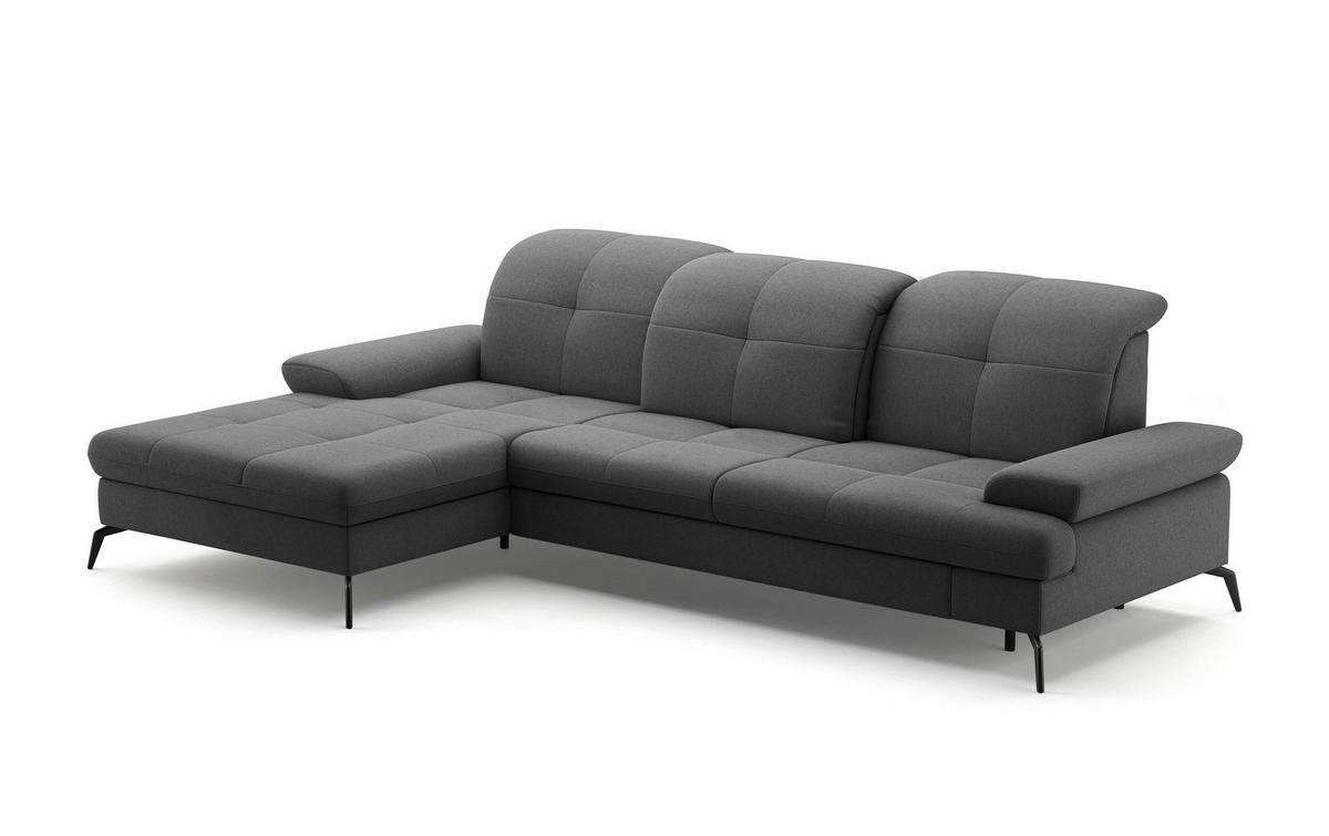 ECKSOFA in Flachgewebe Dunkelgrau  - Dunkelgrau/Schwarz, Konventionell, Textil/Metall (185/279cm) - Sit & More