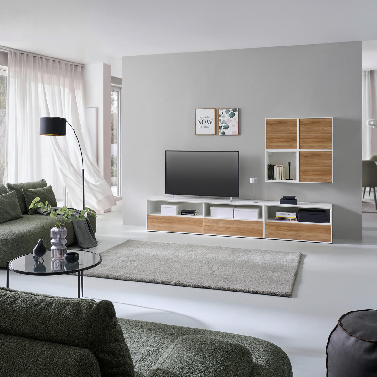 TV-ELEMENT 179,1/52/40 cm Weiß  179,1/52/40 cm  - Weiß, Design, Holzwerkstoff (179,1/52/40cm) - home24