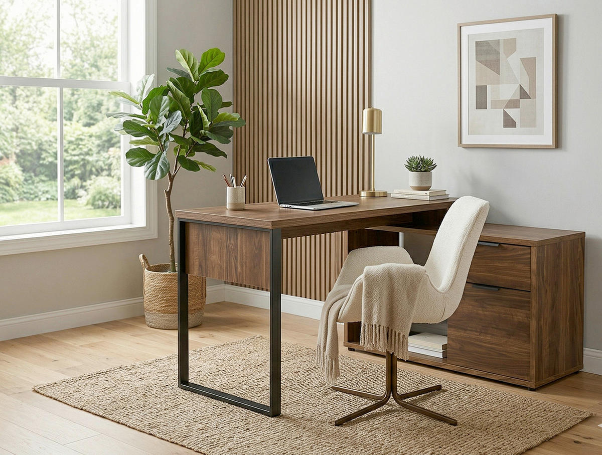 ECKSCHREIBTISCH 140/76/100 cm Walnussfarben Stauraum, seitenverkehrt montierbar, in verschiedenen Holz-Dekoren erhältlich  - Eichefarben/Anthrazit, LIFESTYLE, Holzwerkstoff/Metall (140/76/100cm) - MID.YOU