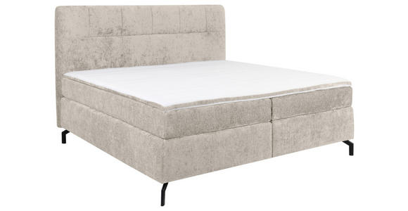 BOXSPRINGBETT 160/200 cm,  in Beige, Topper, H2 + H2 = mittel  - Beige/Schwarz, Design, Textil/Metall (160/200cm) - Esposa