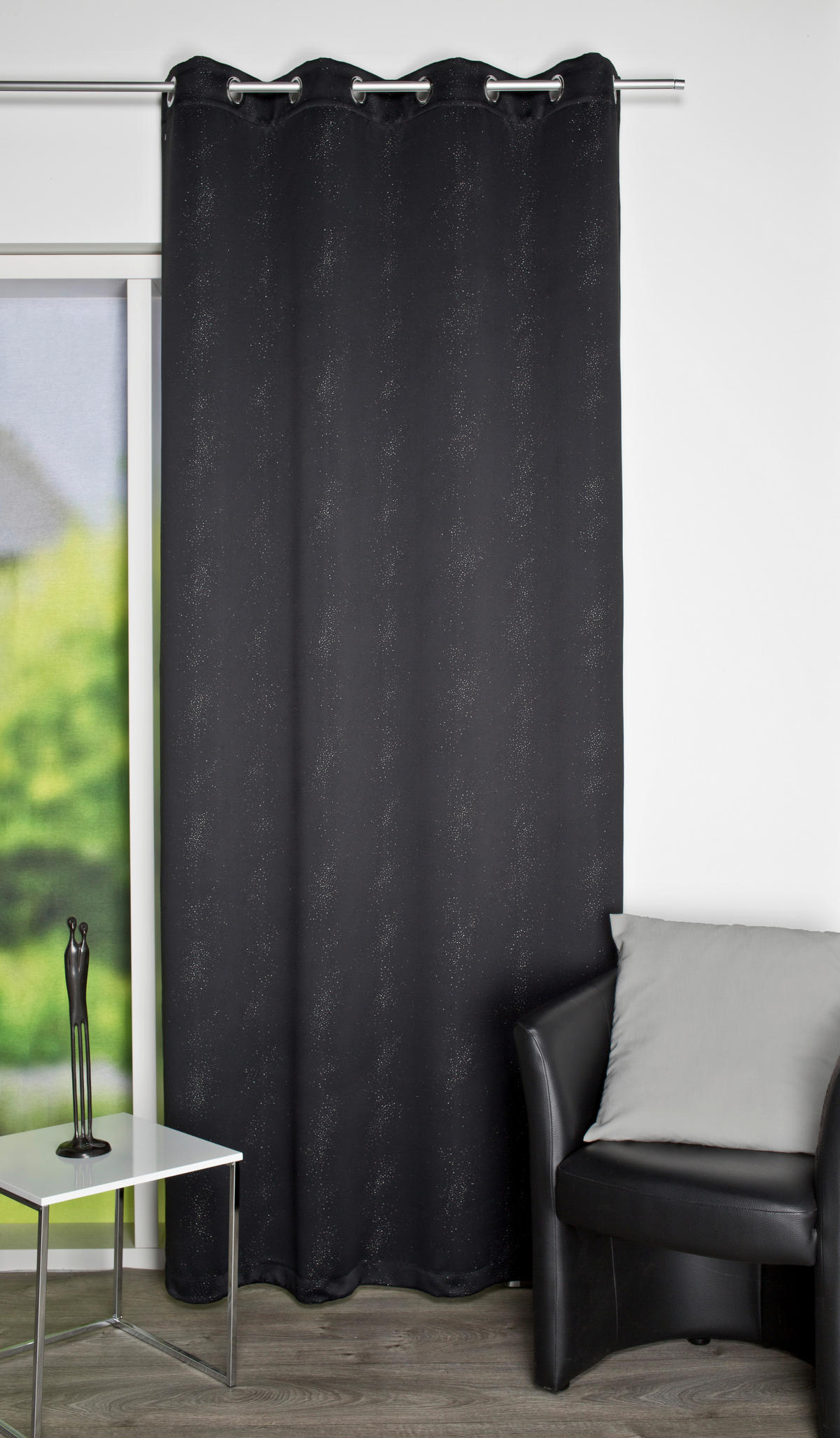 ÖSENSCHAL GALAXY black-out (lichtundurchlässig) 135/245 cm   - Schwarz, Basics, Textil (135/245cm)