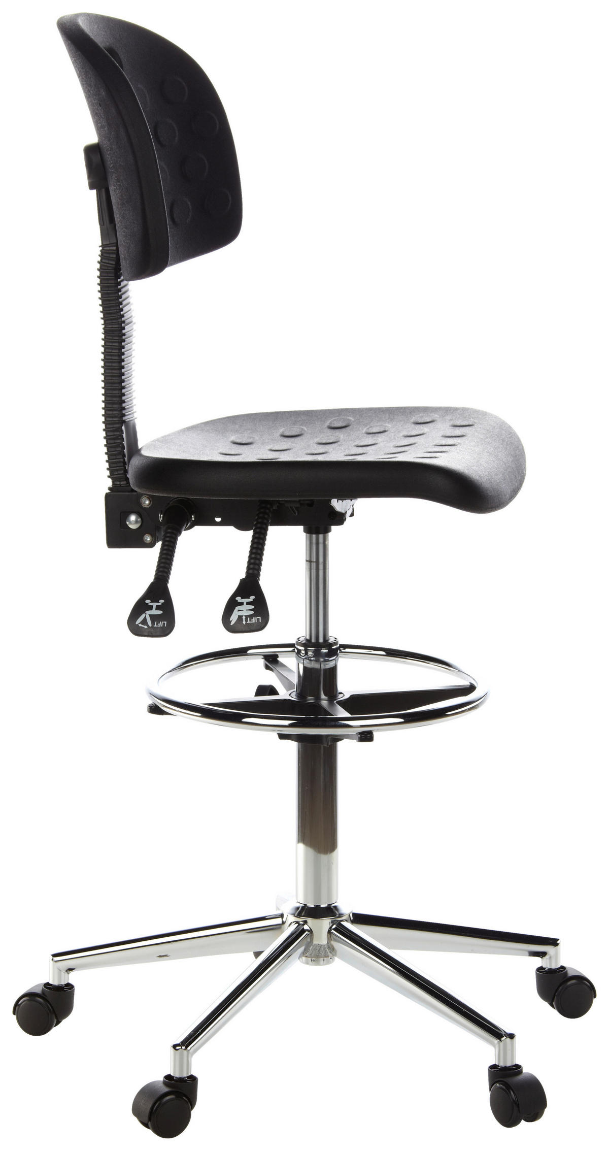 BÜROHOCKER Schwarz, Chromfarben  - Chromfarben/Schwarz, MODERN, Kunststoff/Metall (45/132/41cm) - MID.YOU