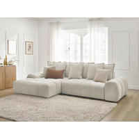 ECKSCHLAFSOFA EVEREST  mit Rücken echt, Armteil links, Armteil rechts Struktur Beige  - Beige/Schwarz, MODERN, Kunststoff/Textil (318/180cm) - Livetastic