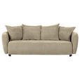 SCHLAFSOFA mit Liegefunktion, Schlafen auf Sitzhöhe, Rücken echt Flachgewebe Beige - Beige/Schwarz, KONVENTIONELL, Kunststoff/Textil (250/74/108cm) - Carryhome