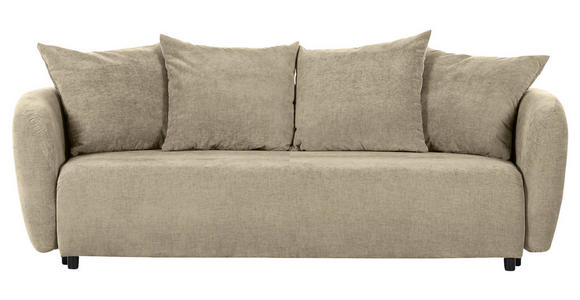 SCHLAFSOFA mit Liegefunktion, Schlafen auf Sitzhöhe, Rücken echt Flachgewebe Beige - Beige/Schwarz, KONVENTIONELL, Kunststoff/Textil (250/74/108cm) - Carryhome