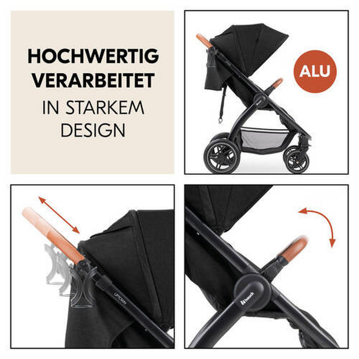 BUGGY Uptown  - Schwarz, Basics, Kunststoff/Textil (59.5/107/85cm) - Hauck