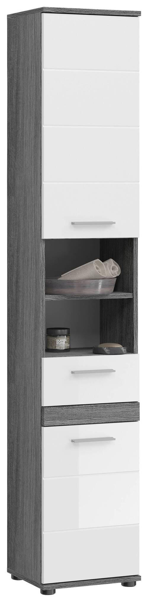 HOCHSCHRANK 35/191/31 cm  - Weiß Hochglanz/Anthrazit, MODERN, Holzwerkstoff/Kunststoff (35/191/31cm) - MID.YOU