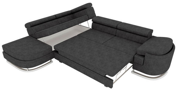 ECKSOFA in Lederlook Schwarz  - Chromfarben/Schwarz, KONVENTIONELL, Textil/Metall (224/278cm) - Carryhome