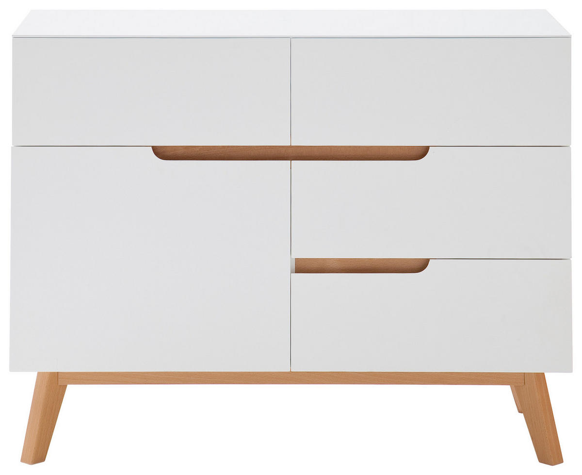 KOMMODE Cervo, 97/76/40 cm, 4 Schublade(n)  - Eichefarben/Weiß, Design, Holz/Holzwerkstoff (97/76/40cm)