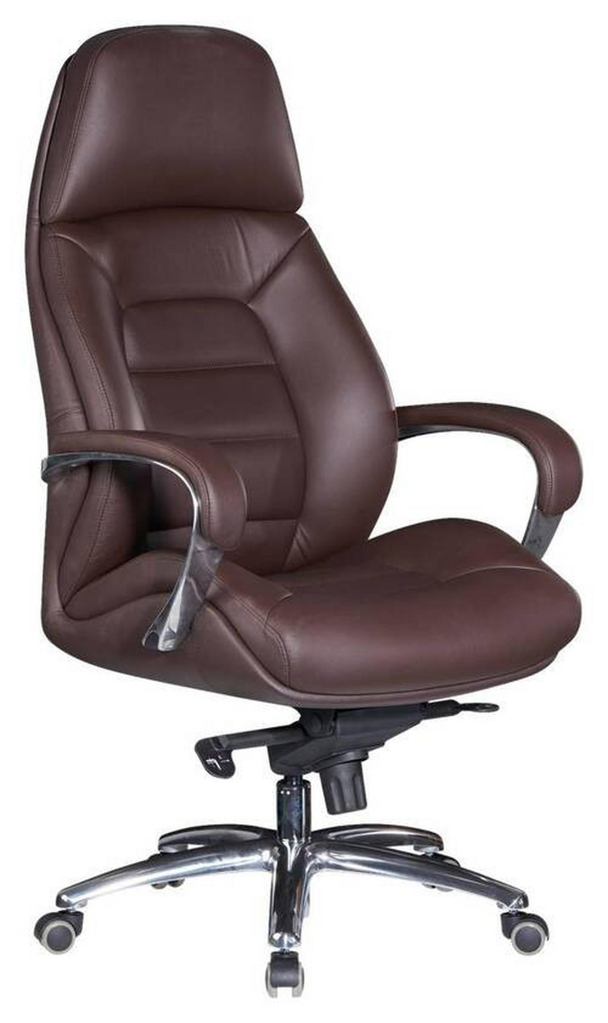 CHEFSESSEL  in Dunkelbraun  - Dunkelbraun/Alufarben, MODERN, Leder/Kunststoff (67/140/67cm) - MID.YOU