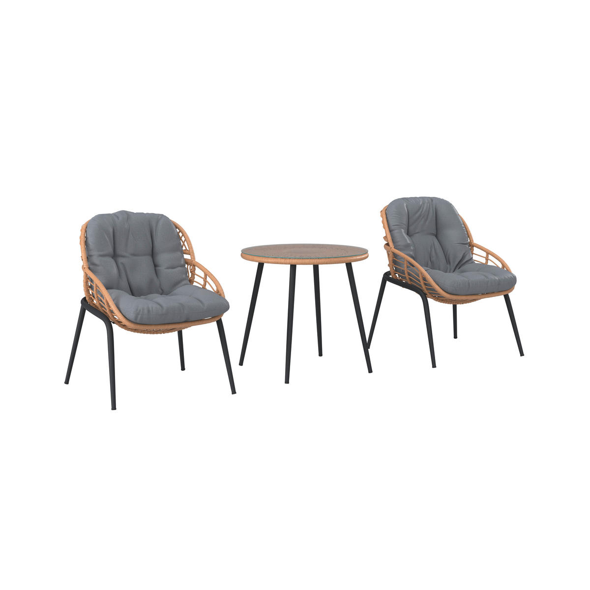 BALKONSET  3-teilig  - Klar/Dunkelgrau, Modern, Glas/Kunststoff - Ambia Garden