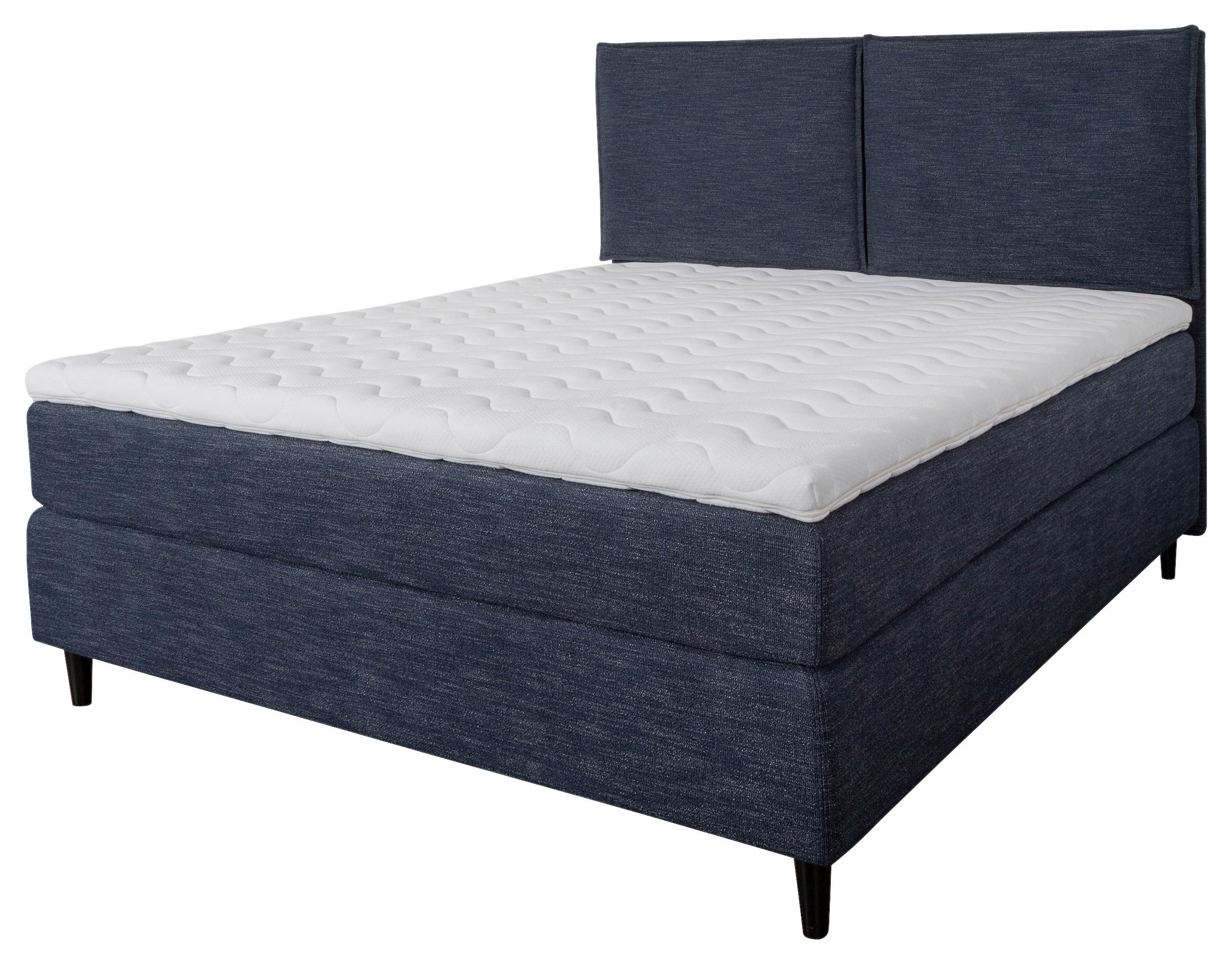 KONTINENTALSÄNG 180/200 cm  i mörkblå  - svart/mörkblå, Design, metall/trä (180/200cm) - Elegando