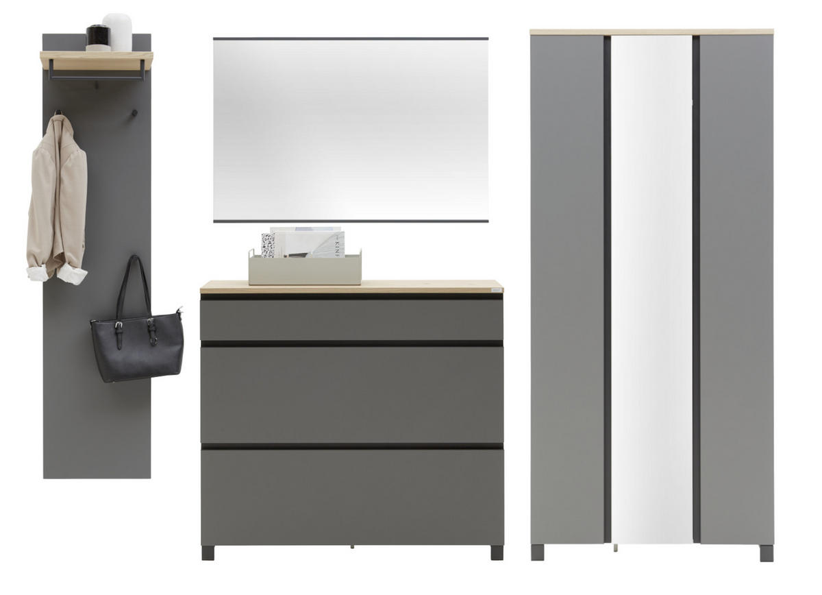 GARDEROBE 4-teilig  in 270/193/37 cm  - Eichefarben/Anthrazit, Design, Holz/Holzwerkstoff (270/193/37cm) - Dieter Knoll