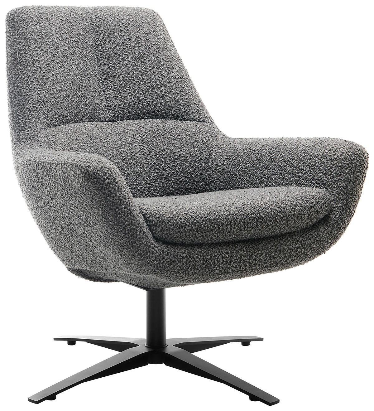 SESSEL BE ORGANIC Bouclé Anthrazit    - Anthrazit/Schwarz, MODERN, Textil/Metall (81/92/83cm) - Trendmanufaktur