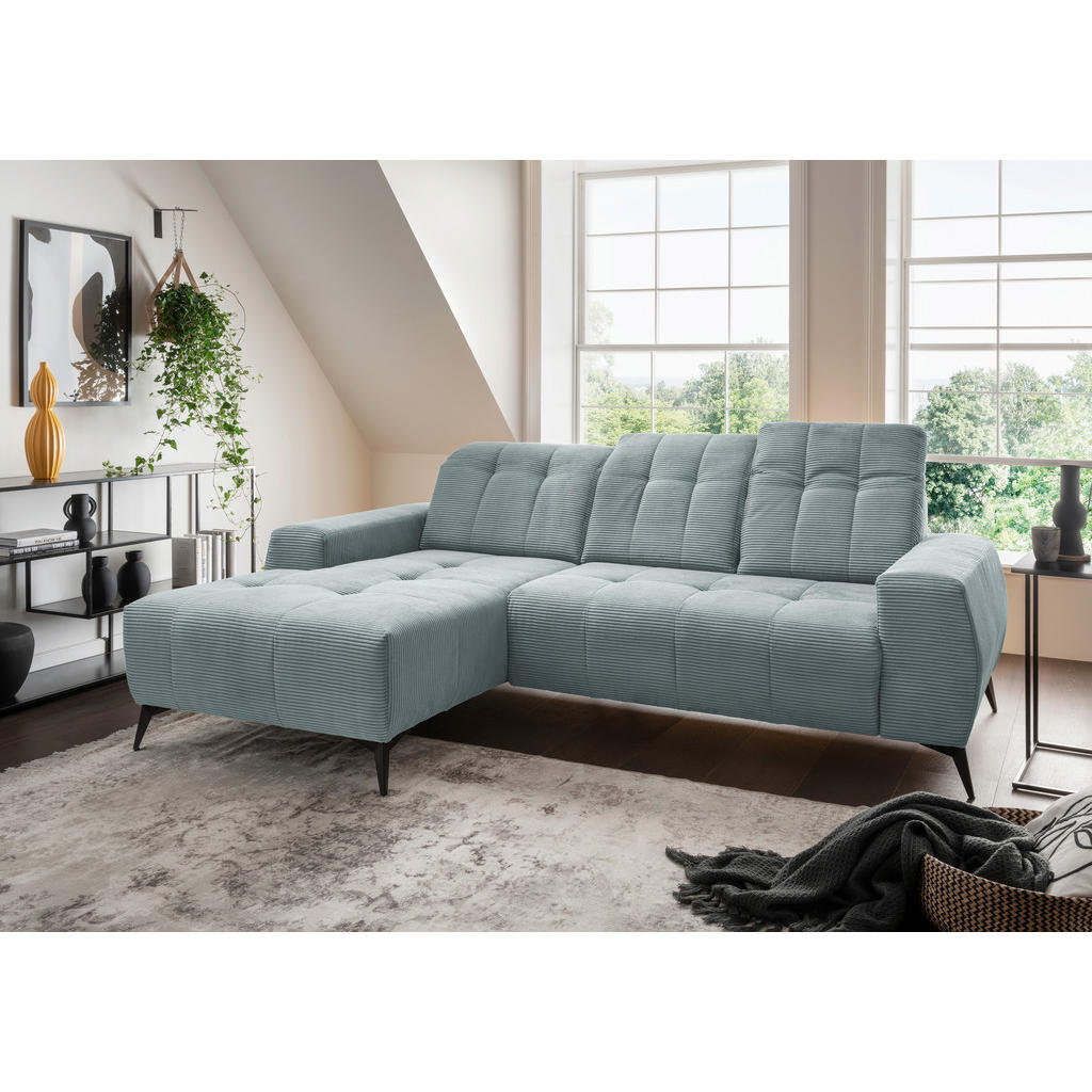 Thumbnail - Livetastic Ecksofa, Hellblau, Textil, Uni, 4-Sitzer, Ottomane links, L-Form, 258x180 cm, Made in EU, Typenauswahl, Stoff...