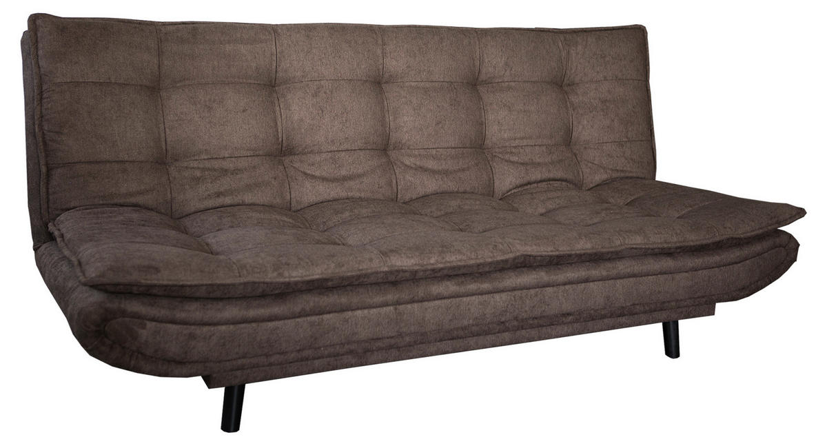SCHLAFSOFA Mikrofaser, gesteppt Braun  - Schwarz/Braun, MODERN, Holz/Textil (194/100/90cm) - P & B