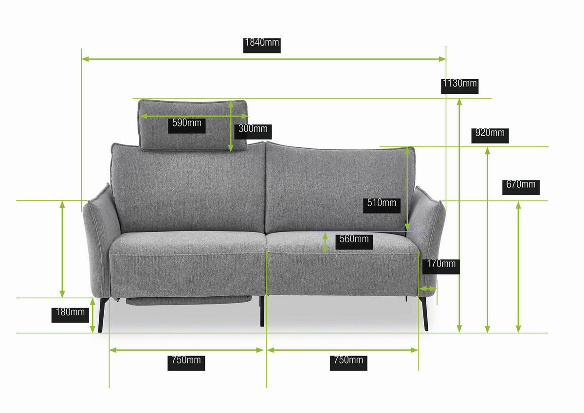 3-SITZER-SOFA Chenille Senfgelb  - Senfgelb/Schwarz, KONVENTIONELL, Textil/Metall (184/90/92cm) - Elegando