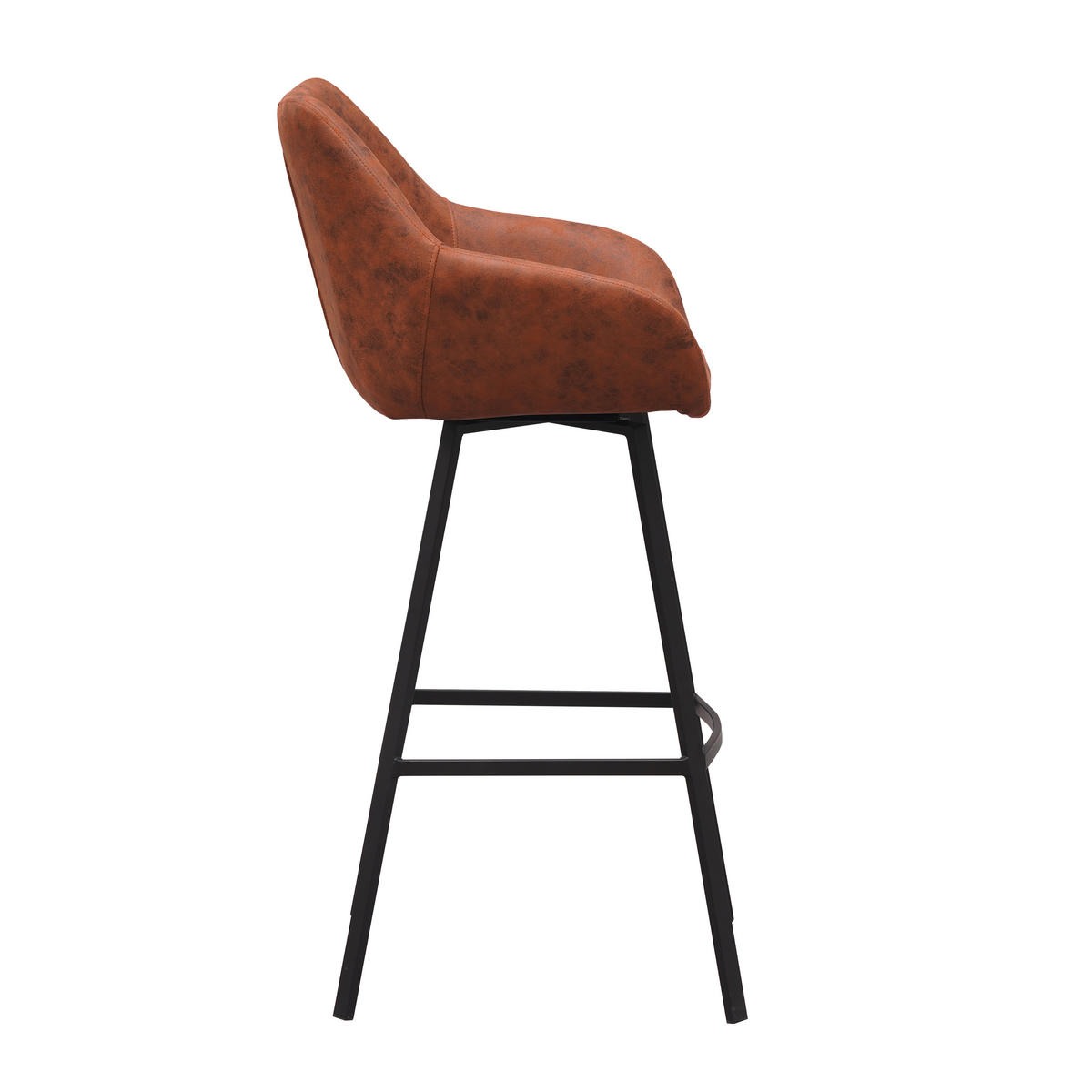 BARHOCKER-SET Mikrofaser Cognac Sitzfläche 180° drehbar, automatische Rückholfunktion  - Cognac/Schwarz, MODERN, Textil/Metall (55/109/57cm) - MID.YOU