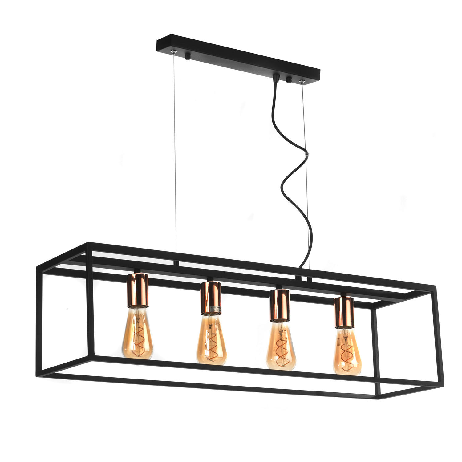 HÄNGELEUCHTE 85/22/110 cm   - Schwarz/Kupferfarben, Design, Metall (85/22/110cm)