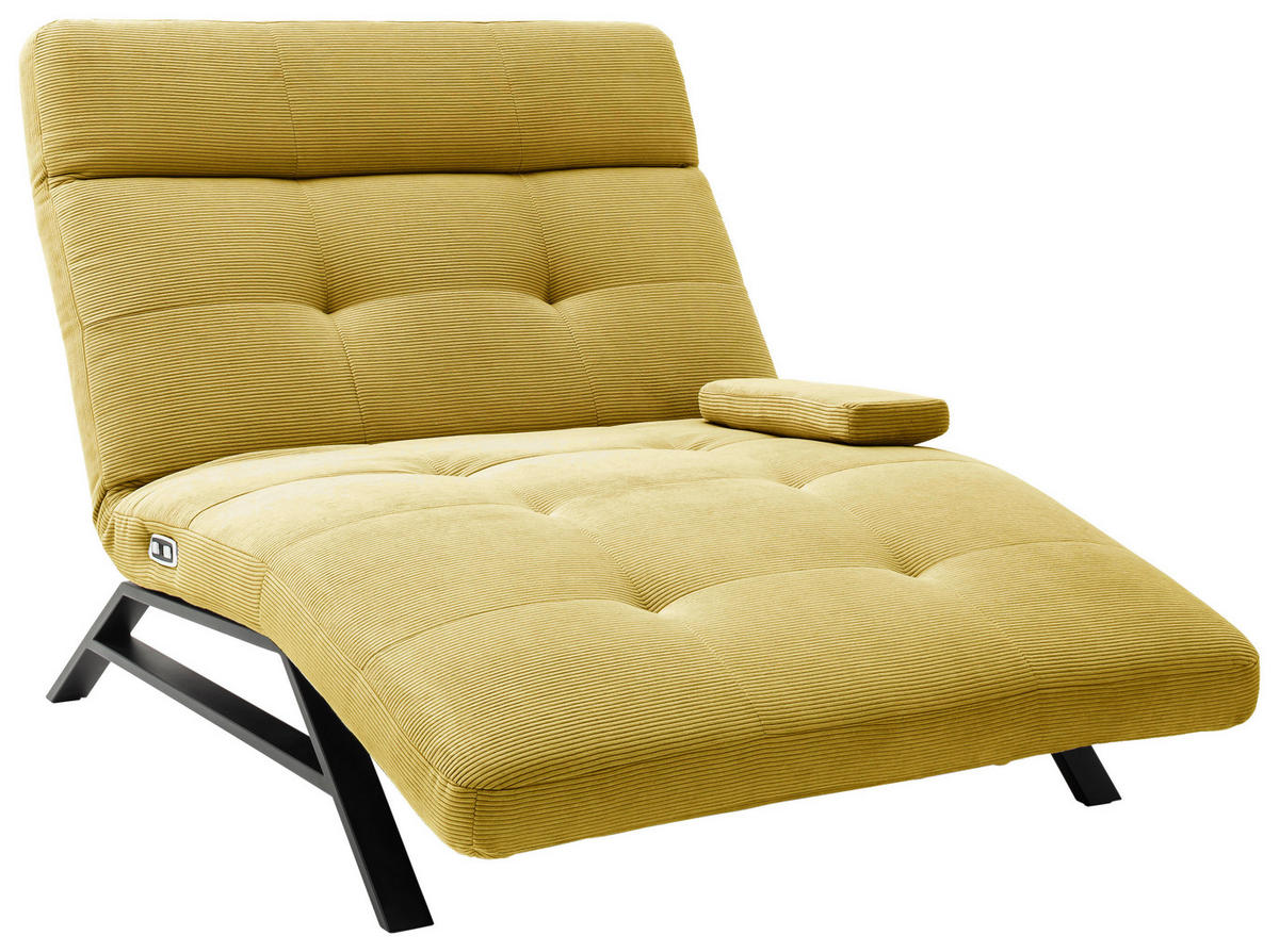 RELAXLIEGE in Feincord Hellgrün  - Schwarz/Hellgrün, Design, Textil/Metall (120/54-113/158-198cm) - Pure Home Lifestyle