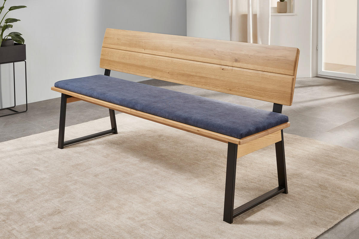 SITZBANK 150/85/56 cm  in Blau, Schwarz, Wildeiche  - Blau/Wildeiche, KONVENTIONELL, Holz/Textil (150/85/56cm) - Valnatura