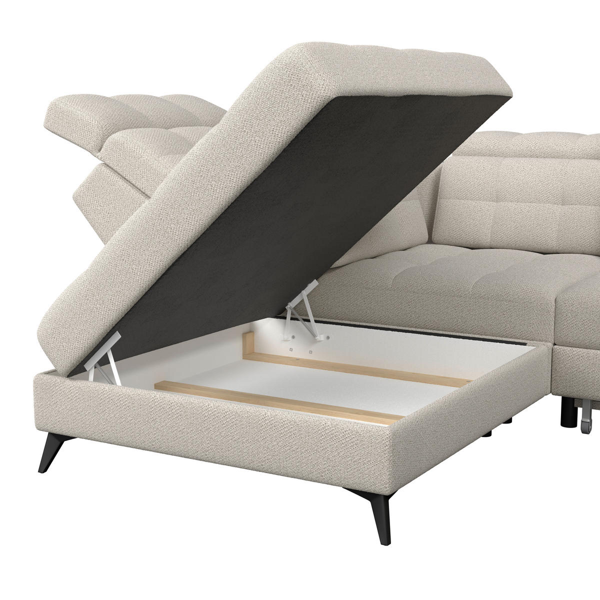 HÖRNSOFFA i velour greige  - greige/svart, Romantik / Lanthus, metall/textil (228/289cm) - MID.YOU