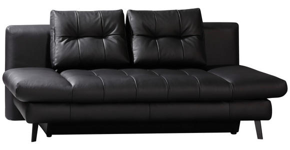 SCHLAFSOFA Schwarz Echtleder - Schwarz, Design, Leder/Metall (209/94/94cm) - Novel