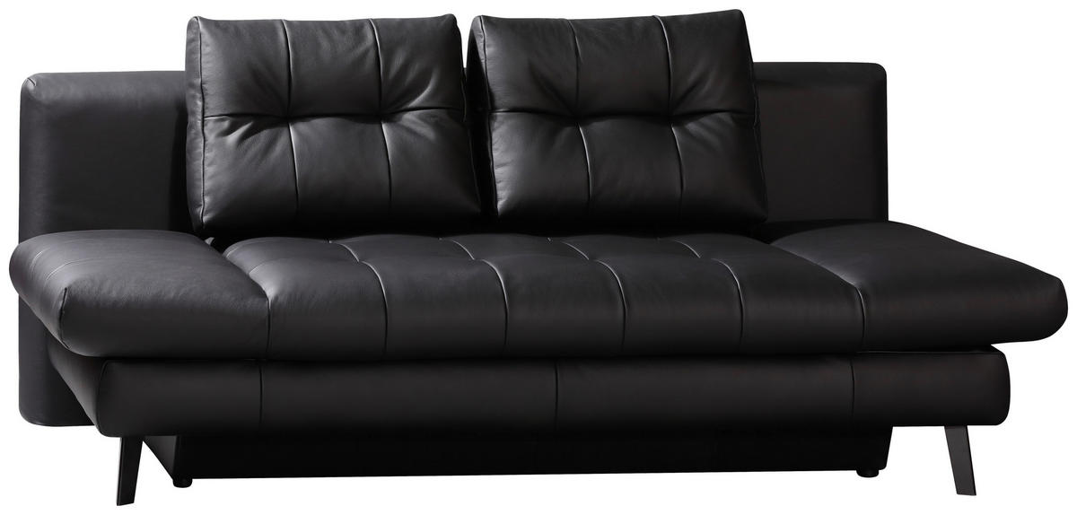 SCHLAFSOFA in Echtleder Schwarz  - Schwarz, Design, Leder/Metall (209/94/94cm) - Novel
