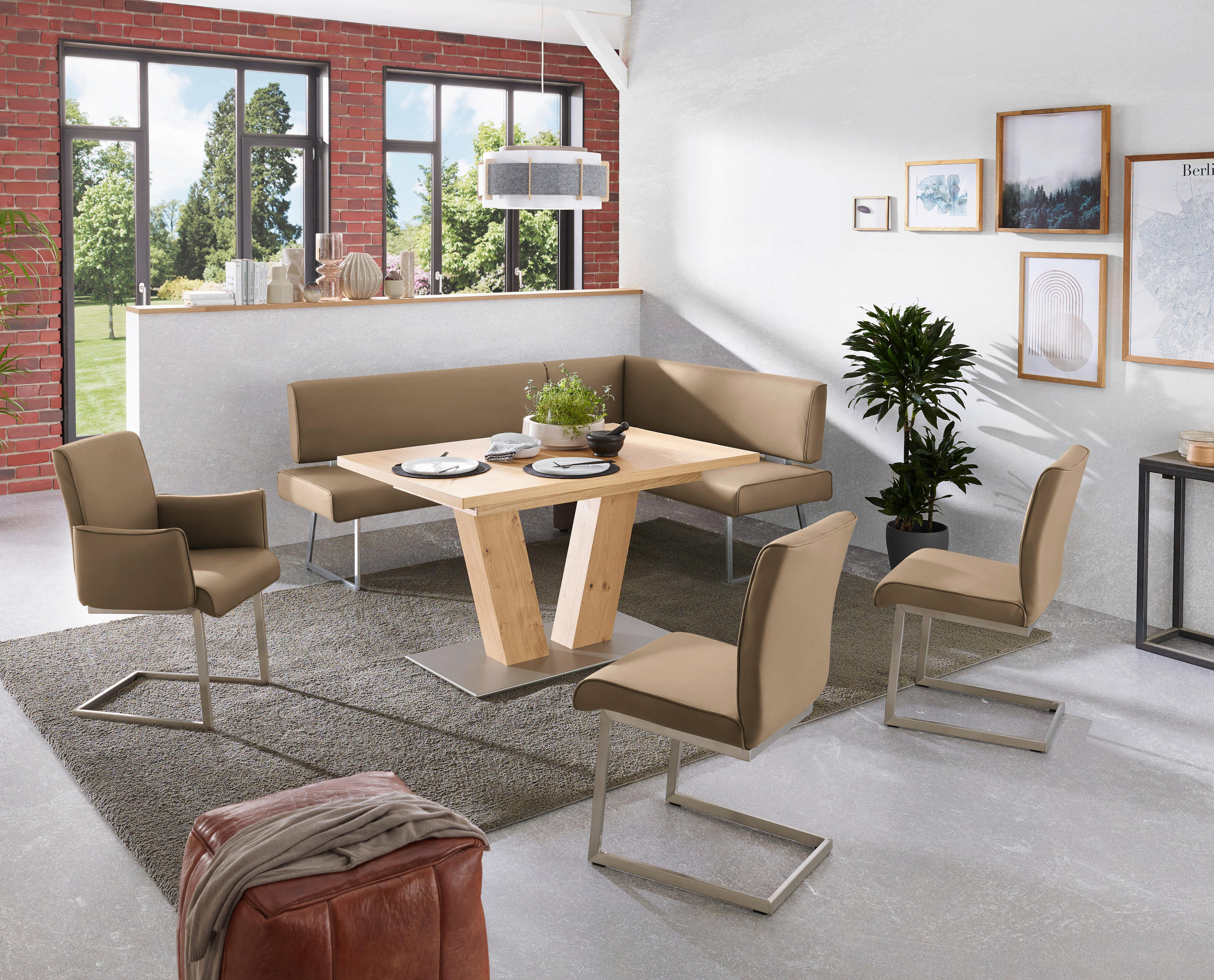 ARMLEHNSTUHL  in Stahl Mikrofaser  - Sandfarben/Edelstahlfarben, Design, Holzwerkstoff/Textil (63/91/60cm) - Dieter Knoll