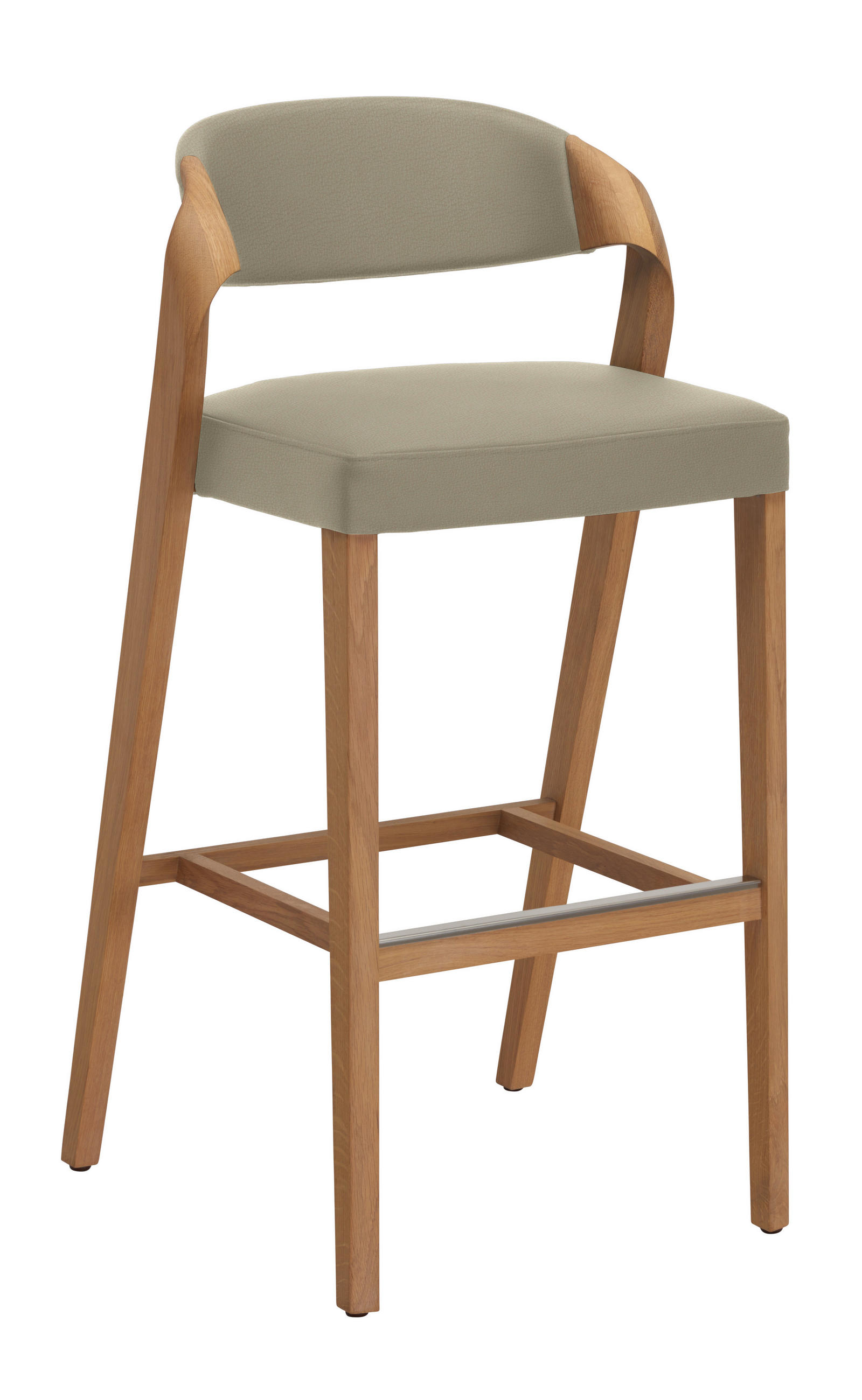 BARHOCKER Holz, Leder Beige, Wildeiche  - Wildeiche/Beige, Natur, Leder/Holz (52/103/52cm) - Voglauer