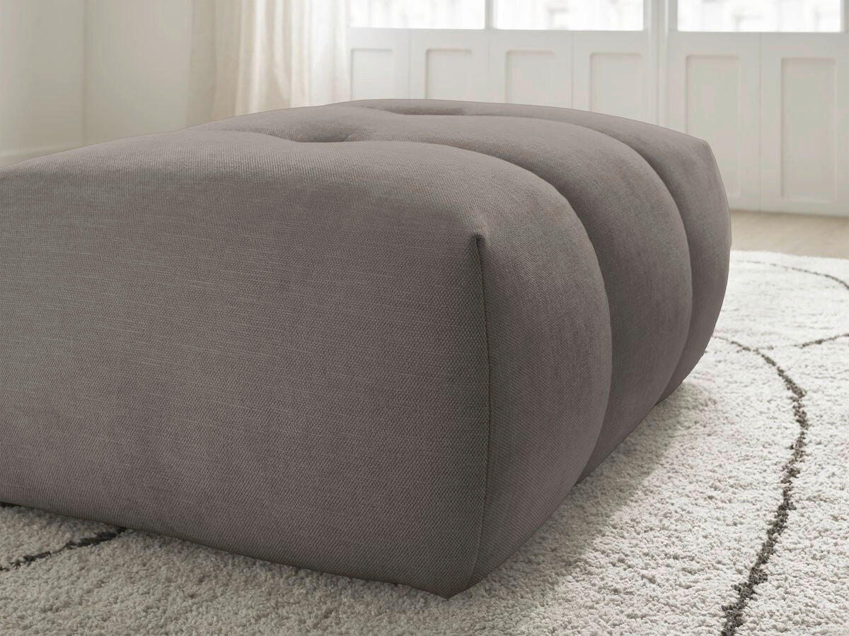 HOCKER FUJI  Leinenoptik Taupe  - Taupe/Schwarz, MODERN, Kunststoff/Textil (112/44/80cm)