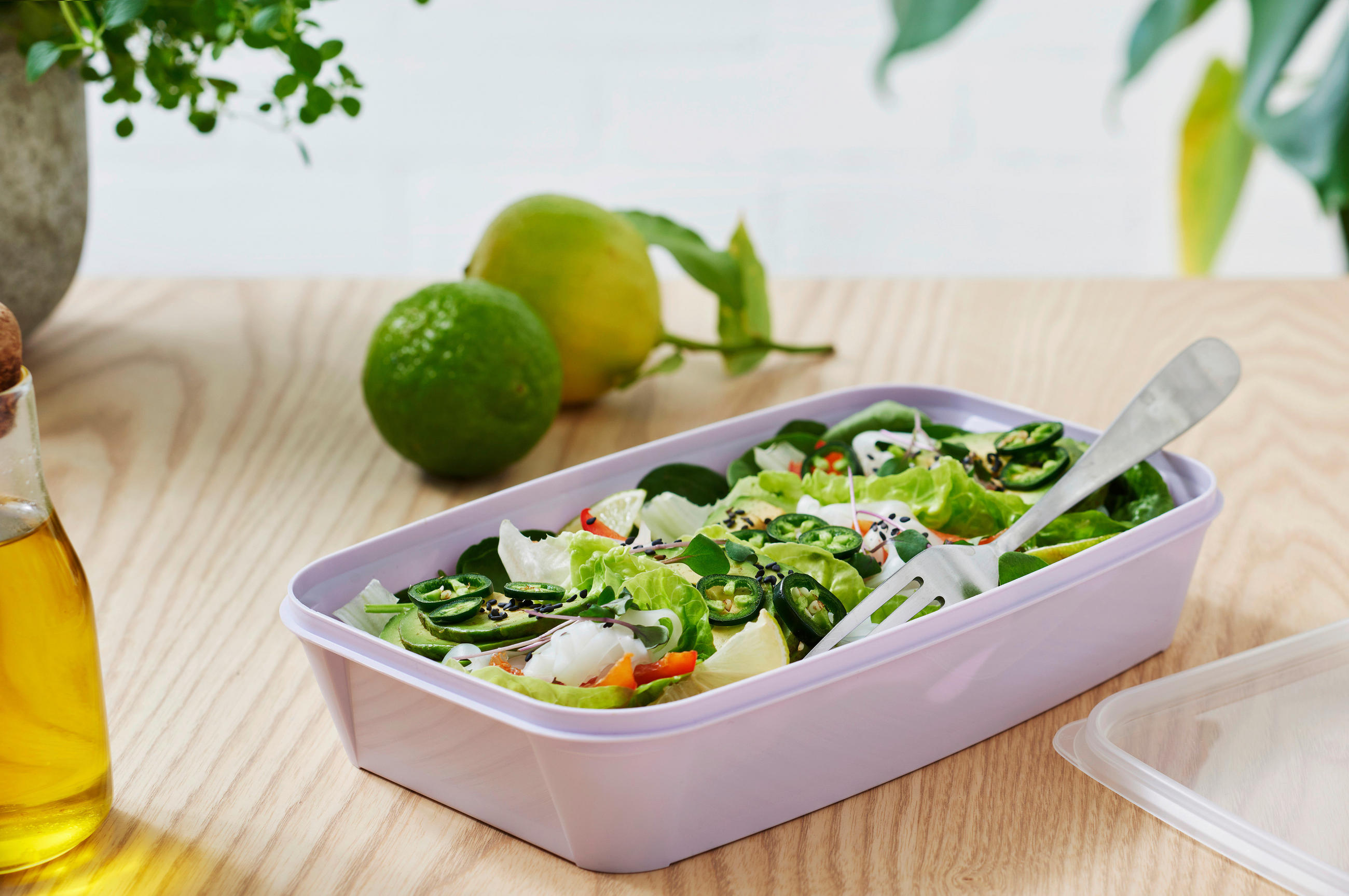 MATLÅDA 1,2 l  - klar/lila, Basics, plast (1,2cm) - Smart Store