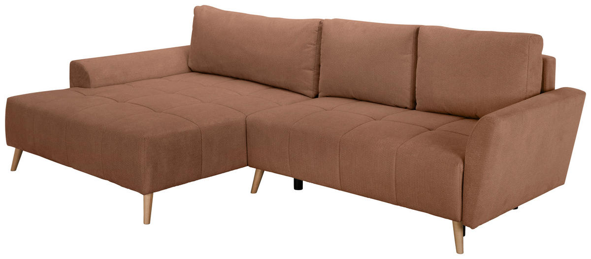 ECKSOFA in Webstoff Dunkelorange  - Buchefarben/Dunkelorange, KONVENTIONELL, Holz/Textil (169/294cm) - Carryhome
