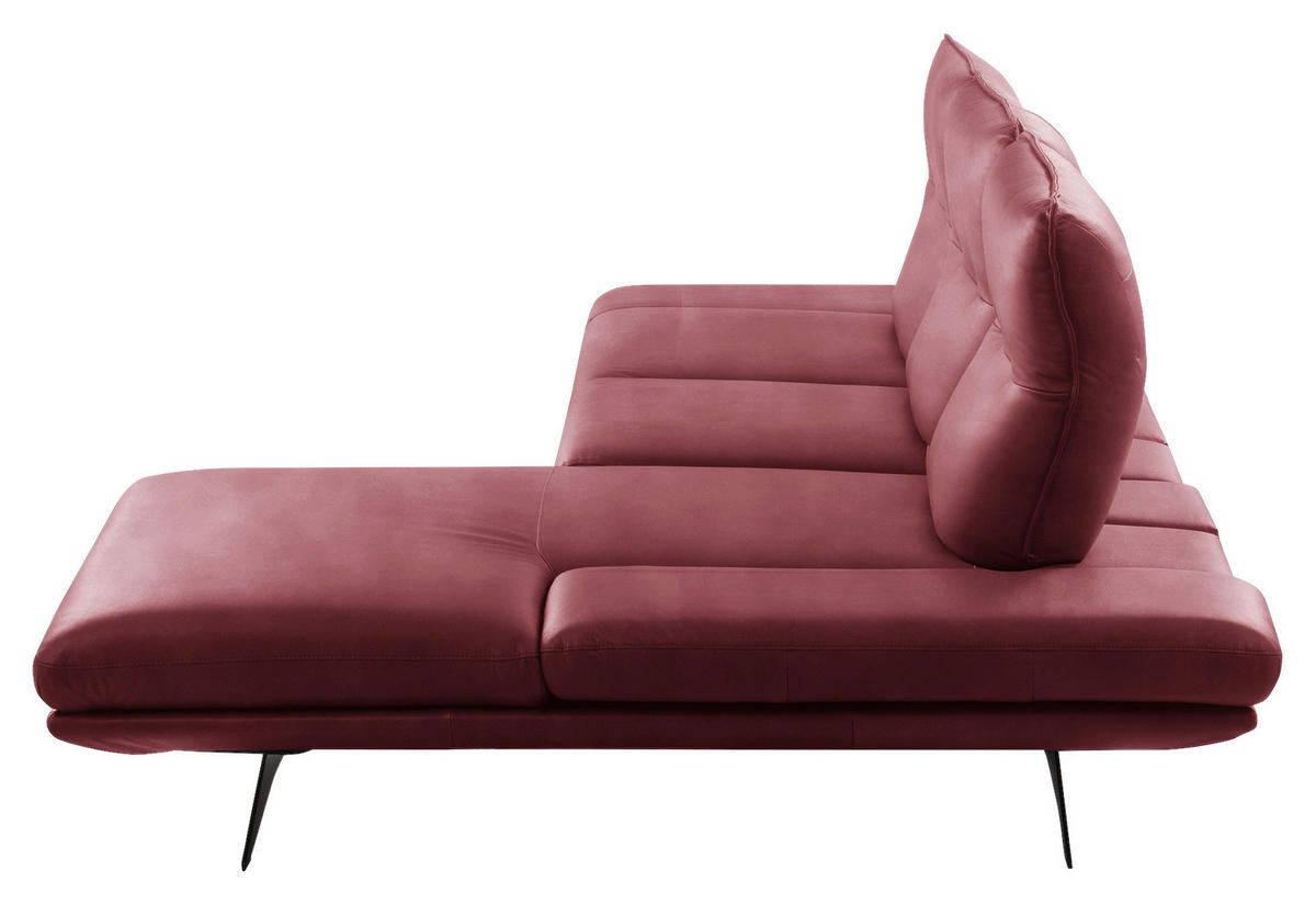 ECKSOFA Kirschrot Echtleder Armteilverstellung, Kopfteilverstellung, Sitztiefenverstellung  - Schwarz/Kirschrot, Design, Leder/Metall (291/180cm) - Celina Home