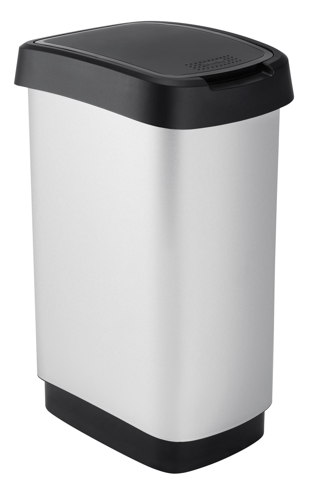 ODPADKOVÝ KOŠ  25 l - černá/barvy stříbra, Basics, plast (33,3/25,2/47,6cm) - Rotho