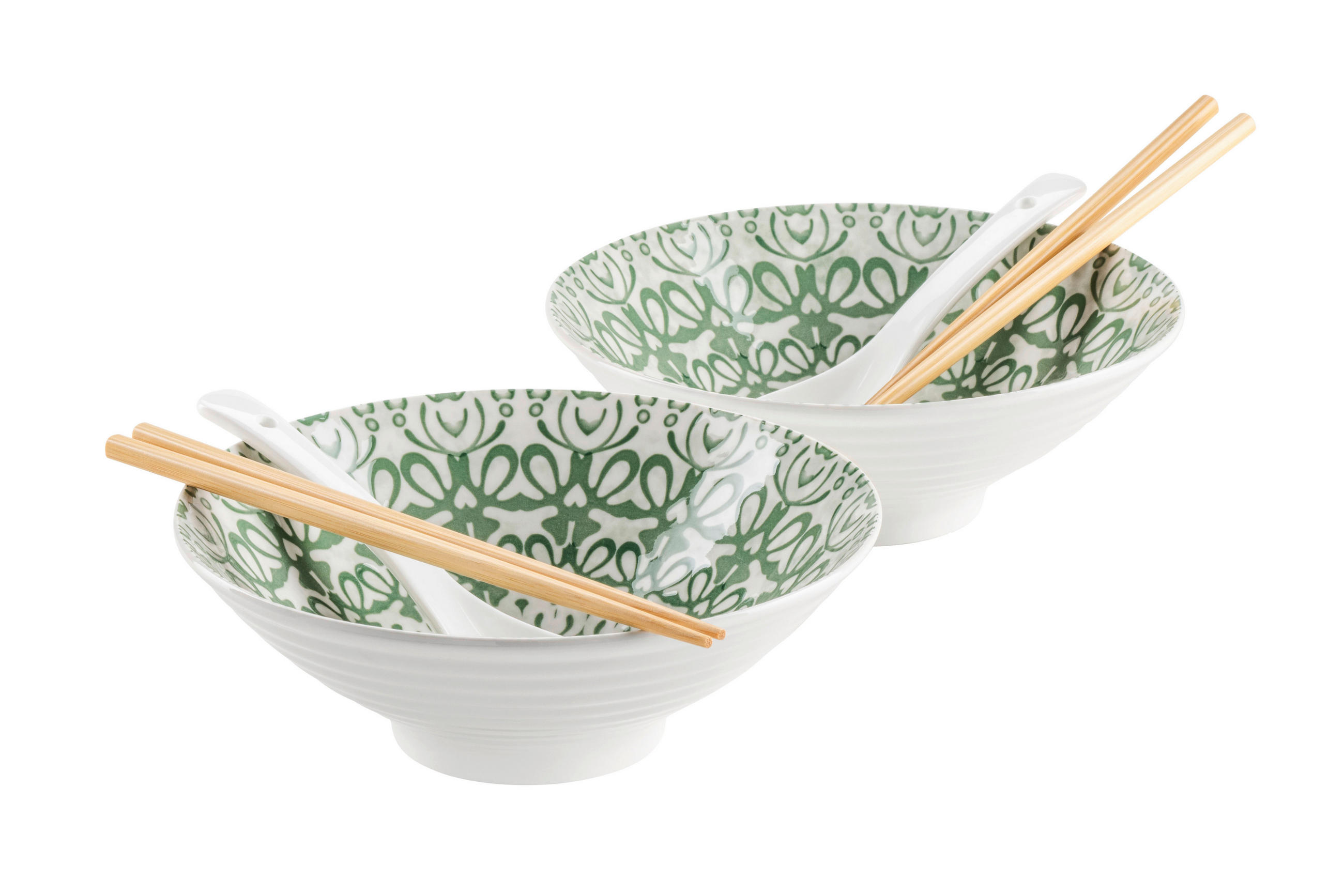 CHINESISCHES TAFELSERVICE ONIWA  - Weiss/Grün, Basics, Keramik - Mäser