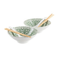 CHINESISCHES TAFELSERVICE ONIWA  - Weiss/Grün, Basics, Keramik - Mäser